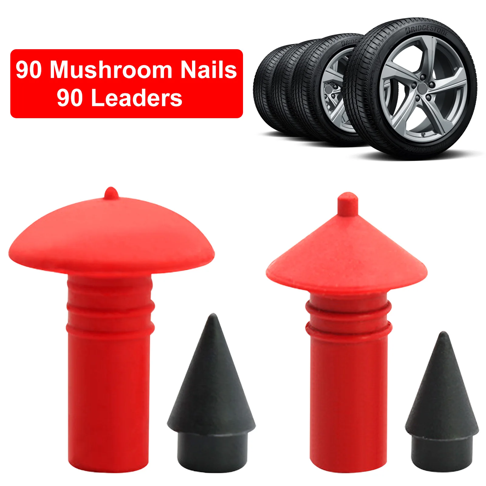 

180Pcs Universal Mushroom Shaped Tubeless Tire Repair Insert Sockets Plugs Red Black 7mm 8mm Tire Repair Rubber Bullet