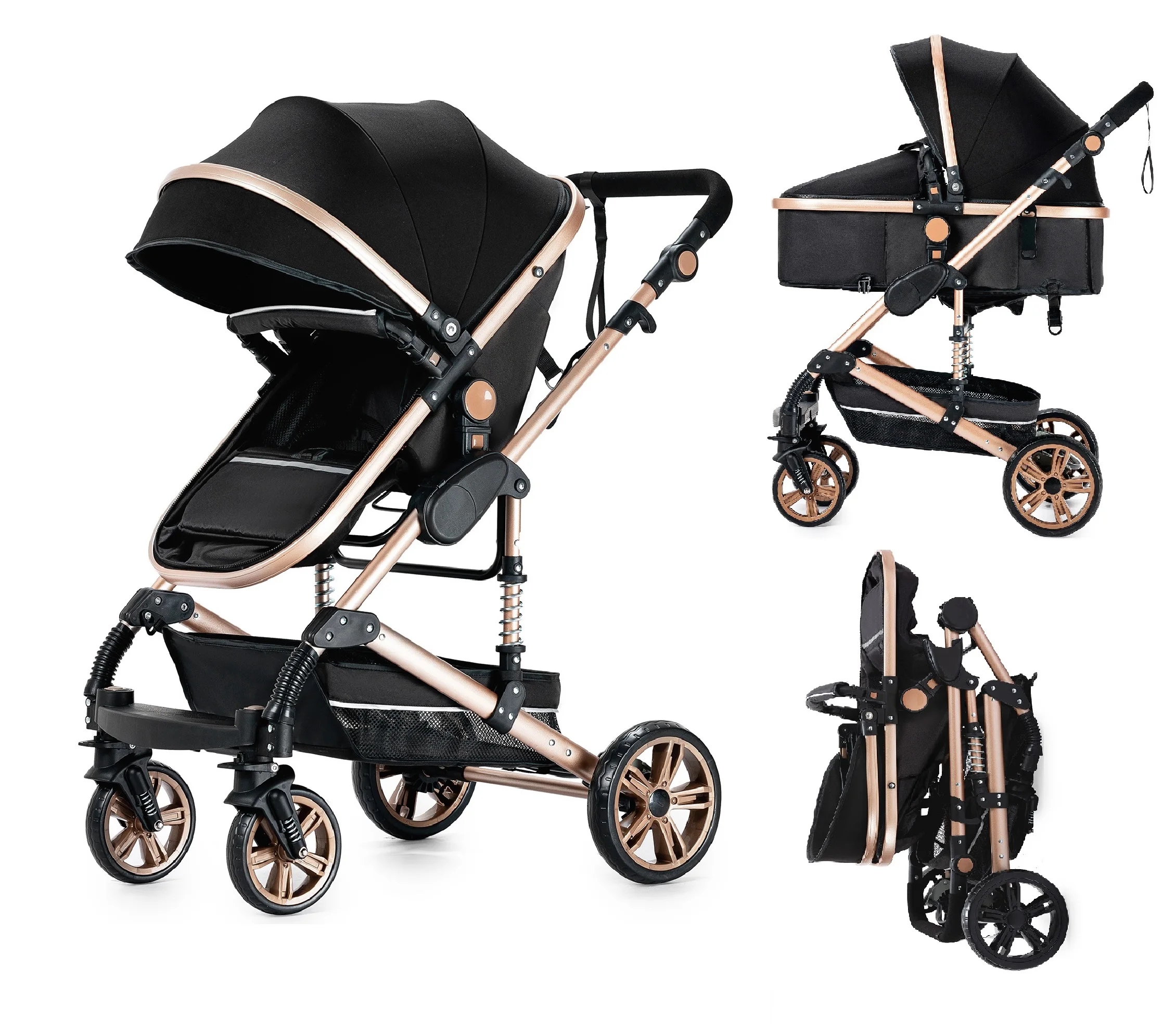 LuxuryBabyStroller2in1PortableTravelBabyCarriageFoldable