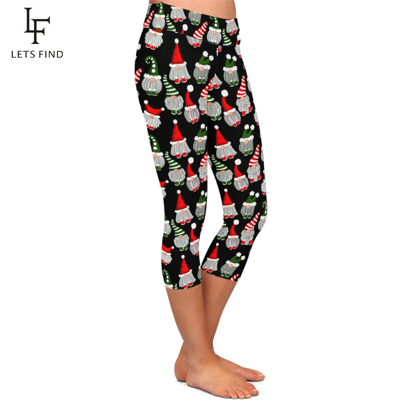 LETSFIND High Quaility Summer New Gnomes Print Fitness Capri Leggings Fashion High Waist Soft Stretch Women Legings
