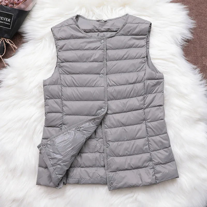 Ultra Light White Duck Down Vest Coat Parkas Autumn Winter Women Sleeveless Waistcoat Warm Puffer Jacket Ladies Short Tank Tops