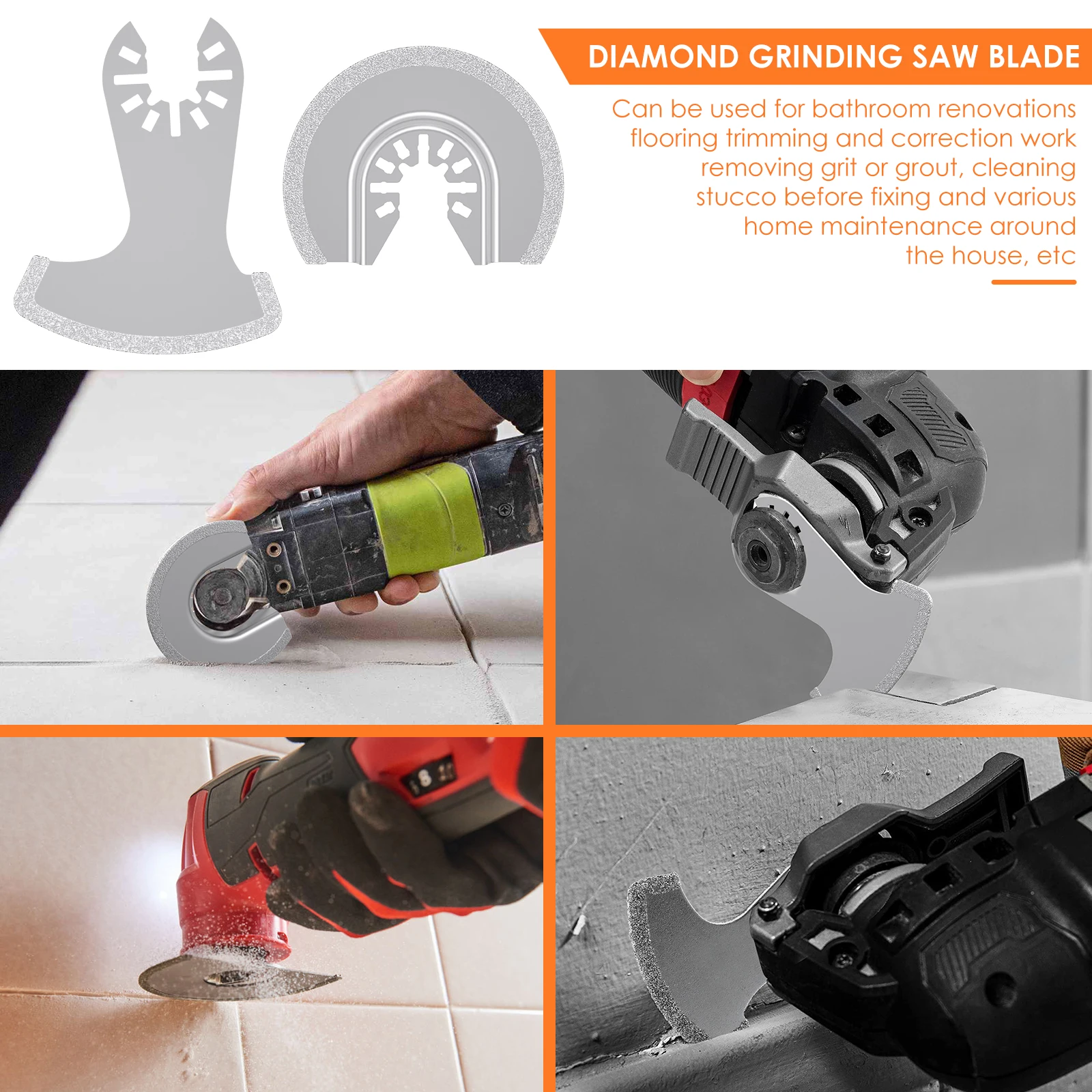 JMD 5-Pack Carbide Oscillating Multi-Tool Blades - Grout Removal, Tile Cutting, Wood Sanding Blades Set