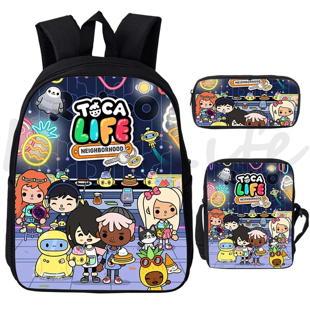 Toca Life World Backpack for Boys Girls Toca Boca Print Zipper Bagpacks  Knapsack 3Pcs/set Students School Bag kids Mochila - AliExpress