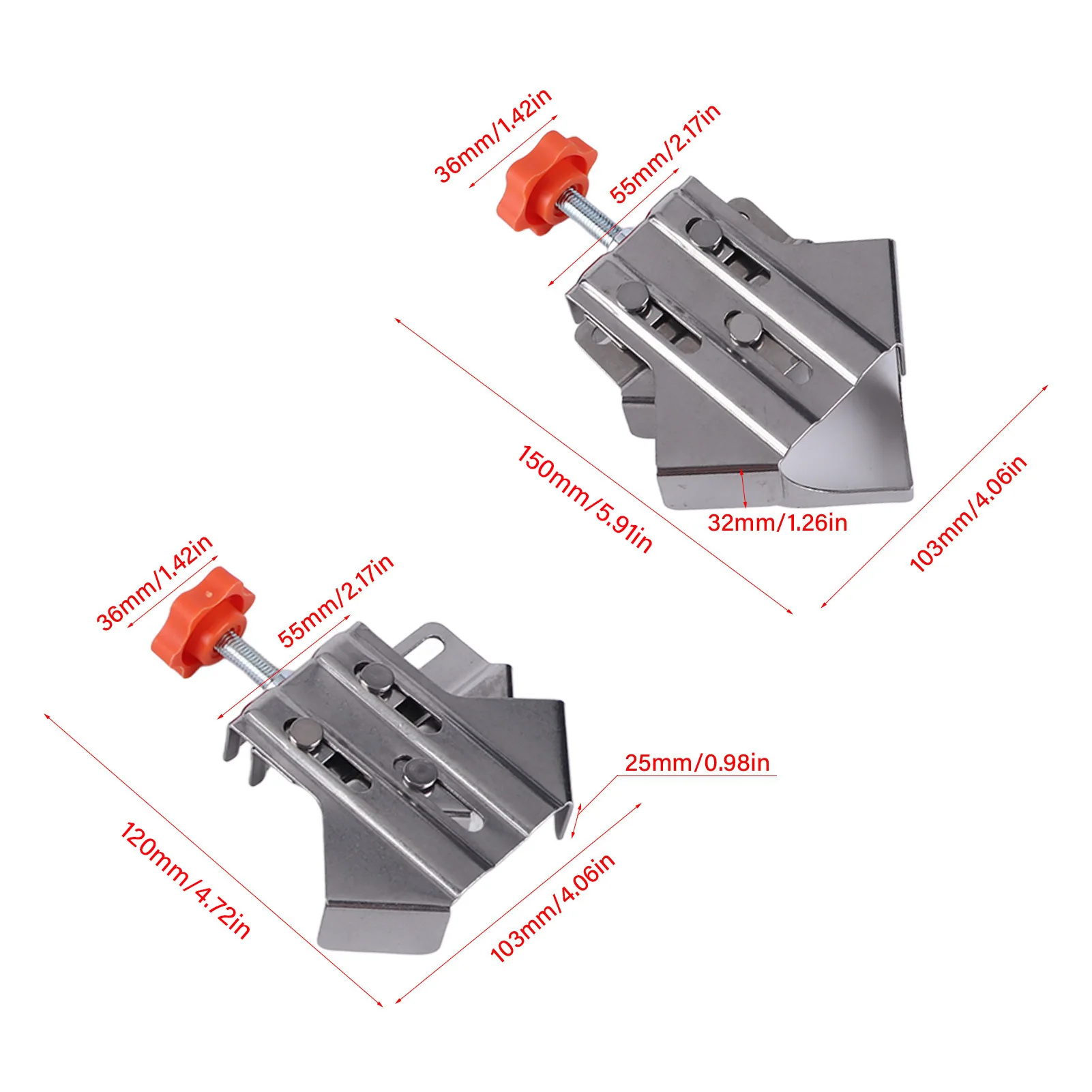 Description Picture 4 of itemCorner Clamp Angle Clamp Corner Clamp Stainless Steel Opened Closed Adjustable 90 Degree Right Angle Clamp for Woodworking
