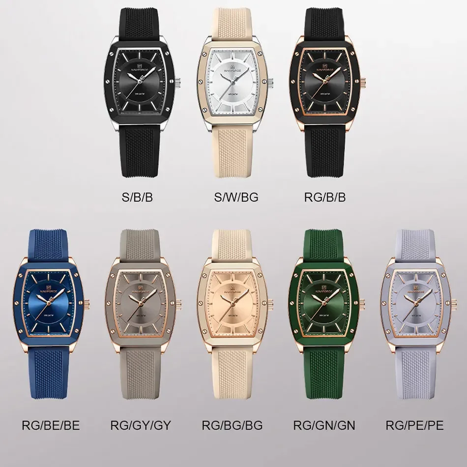 NAVIFORCE NF5049 Women Quartz Watches Silicone Strap Student Sports Watch Big Dial Simple Tonneau Waterproof Wristwatches 6