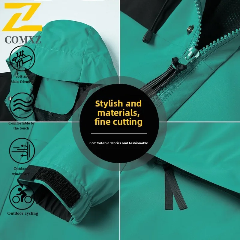 EIAO Men's Outdoor Windbreaker Spring Autumn Waterproof Windproof Hiking Fishing Camping Trendy Jackets Lightweight Thermal Coat