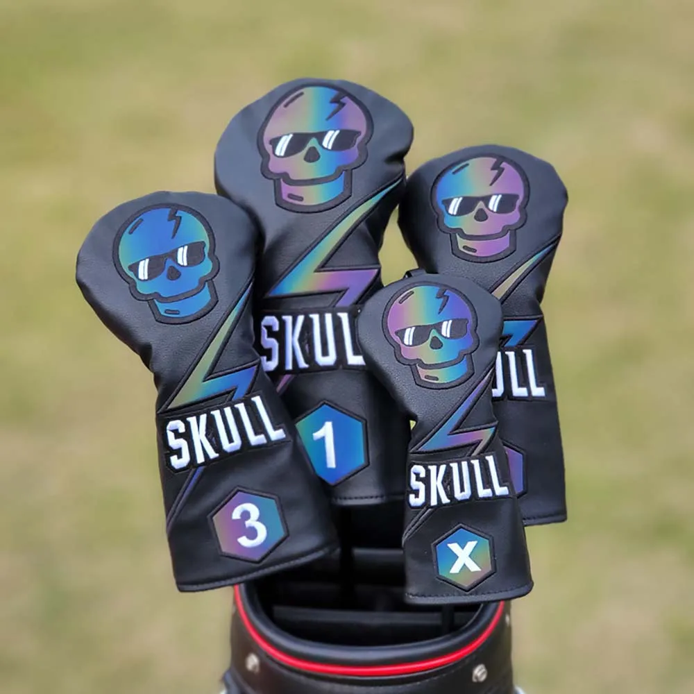 

Golf Headcover 135H Wood Head Covers for Driver 460cc Fairway Hybrid(UT) Mallet Blade Putter Golf Protector Gradient Skull