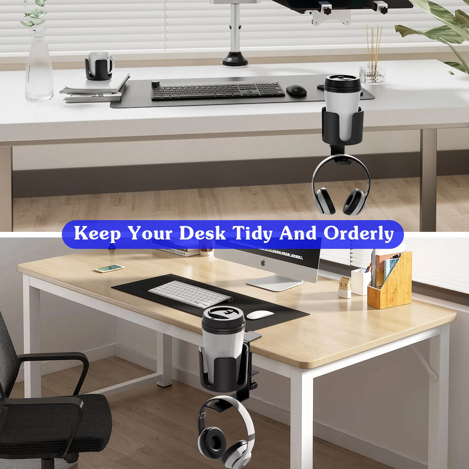 Table Side Extension Stand 2-in-1 Earphone Holder Water Cup Storage Box Adjustable Clip for Sony AirPods Pro Max Headphone Mount