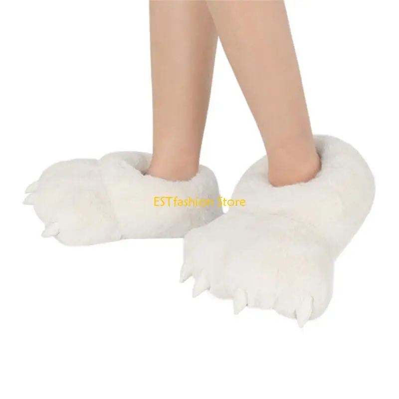Y5gc Pelry Bär Pfotenschuhe, Plüschtier Füße Pfoten Slipper Nicht-Schlupfhausschuhe – Detail 9
