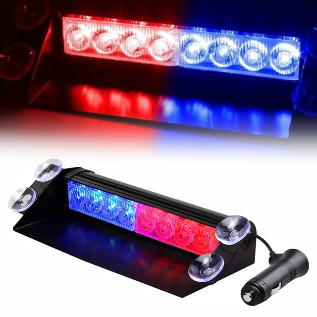 8 LED AUTO LKW Notfall Blinker Sonnenblende Strobe Warnlicht Polizei  Blitzlicht 3 Blinkmodi