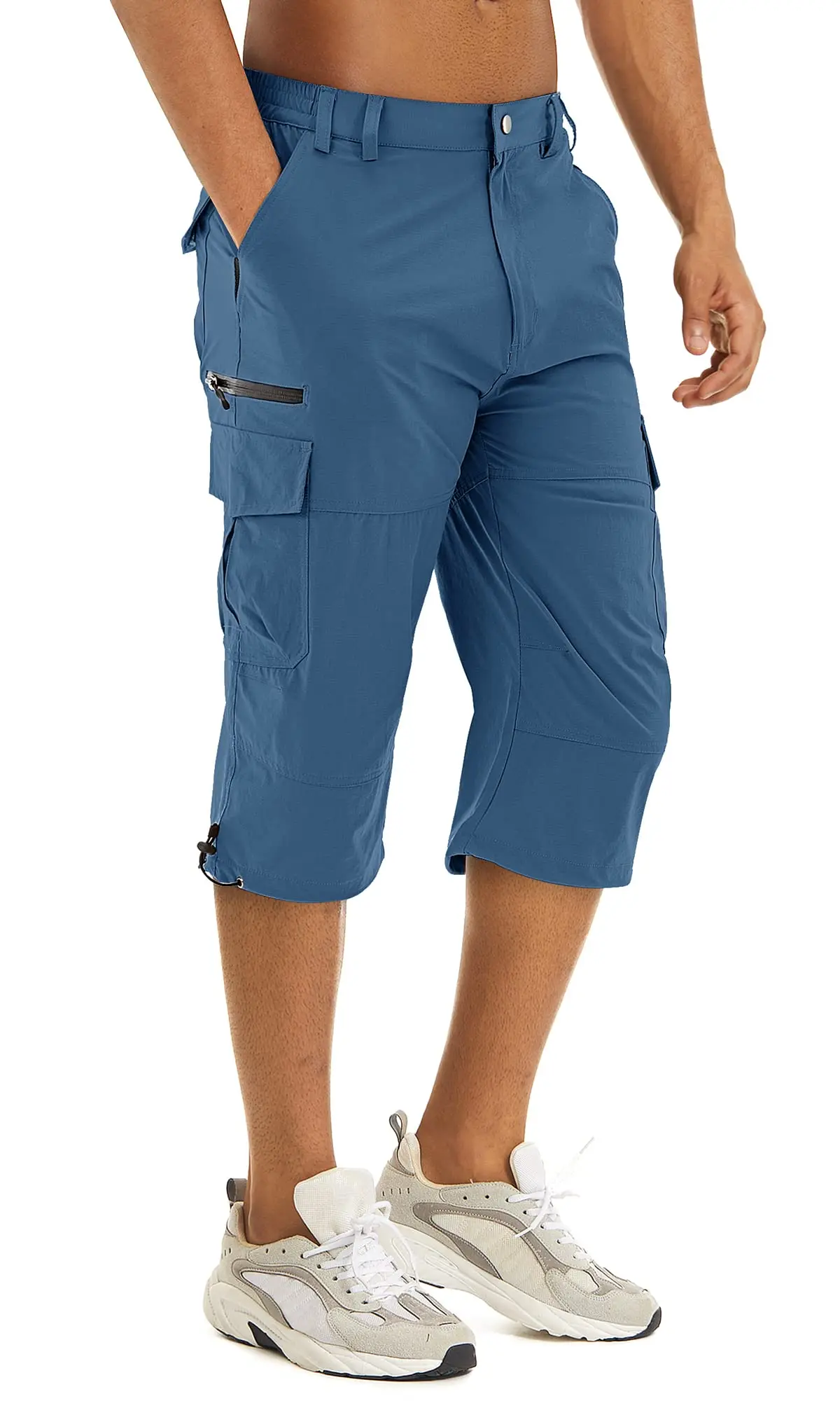 Men's Quick-Dry 3/4 Length Cargo Shorts with Multi-Pockets