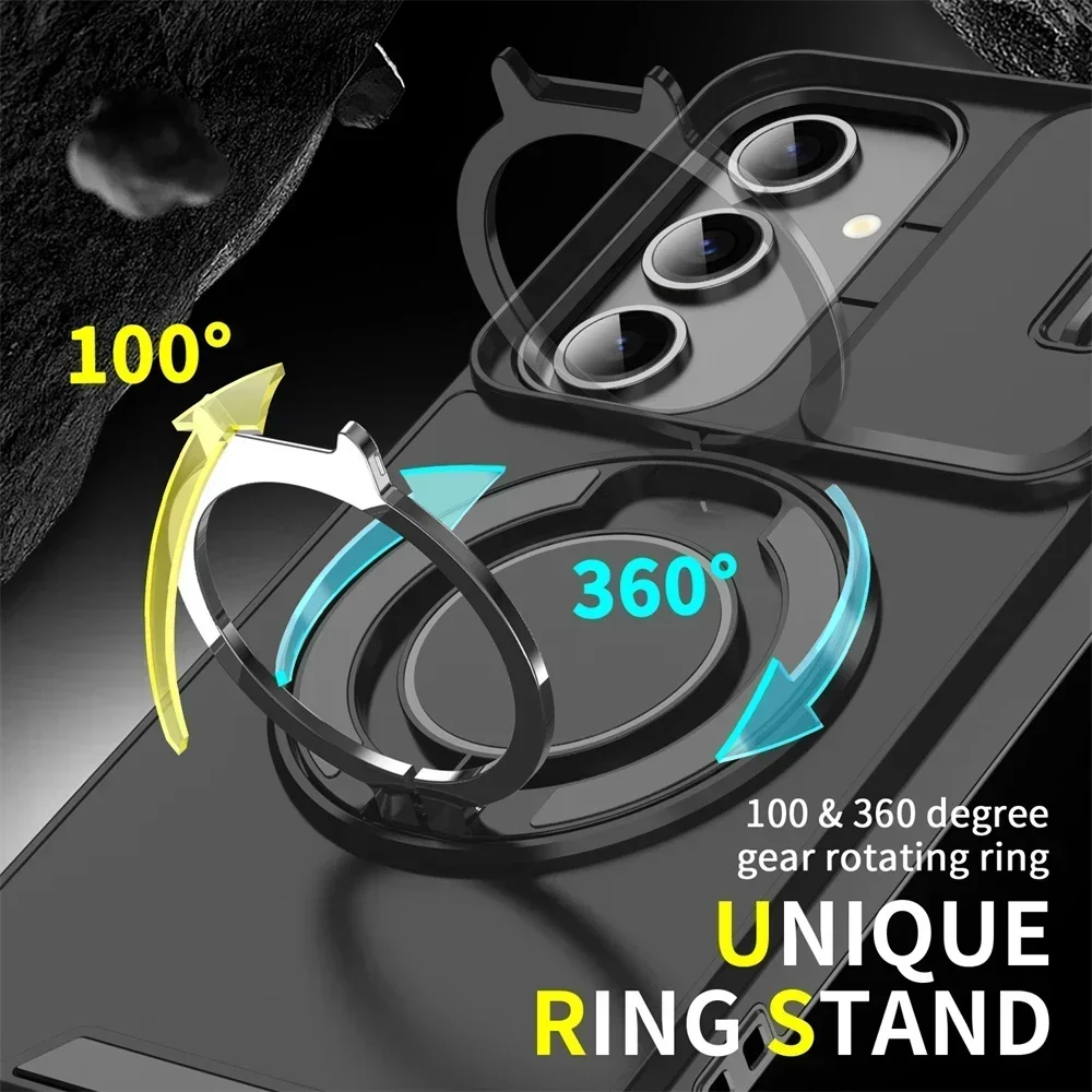 Enhanced Magnetic Bracket Case with Slide Camera Protection and Shockproof Cover