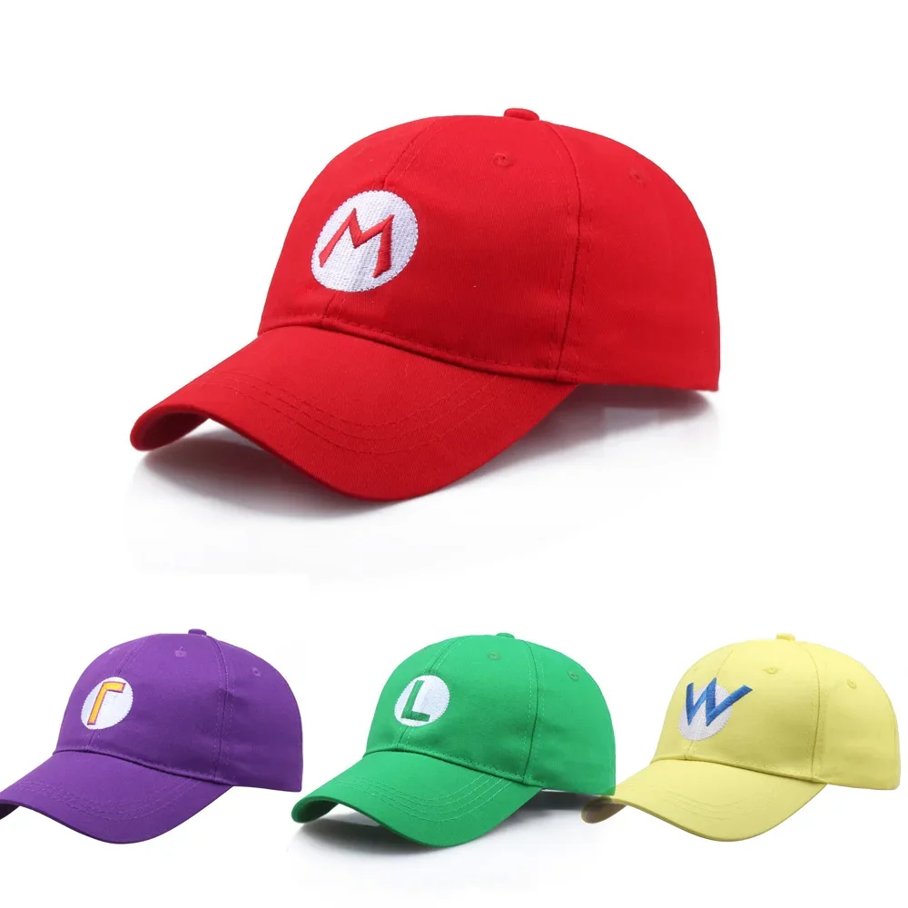 Super Mario Baseball Cap Embroidery Sunshade Adjustable Anime Mario Brothers Cartoon Game Christmas Cosplay Birthday Gift