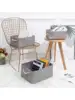 3sizes 1PCS foldable desktop storage basket with large capacity and handle for toys organizer, linen fabric storage basket for d 1
