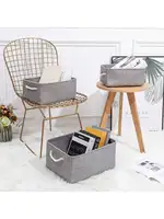 3sizes 1PCS foldable desktop storage basket with large capacity and handle for toys organizer, linen fabric storage basket for d 1