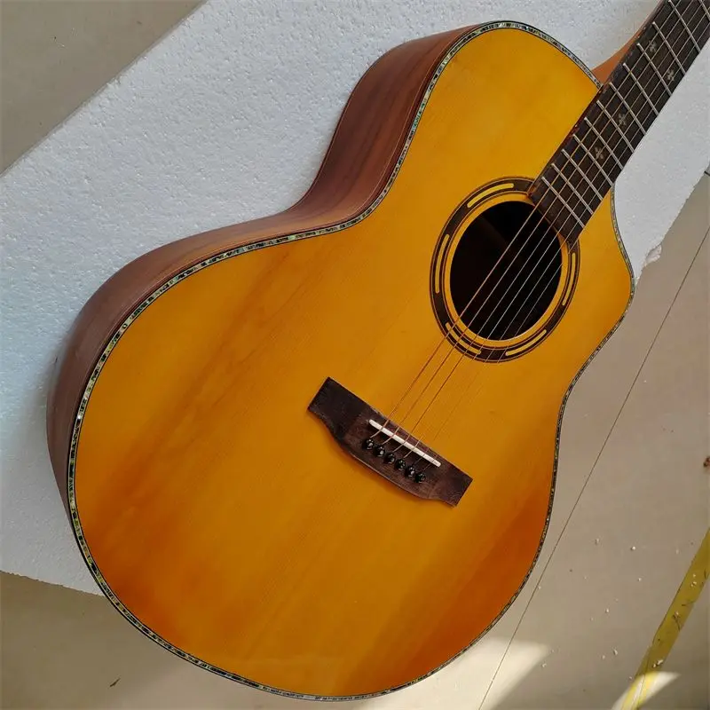 

22 Frets Acoustic 6-string Veneer Guitars Floral Edge Decoration Multiple Colors Available Camping Carry In Stock Free Shipping