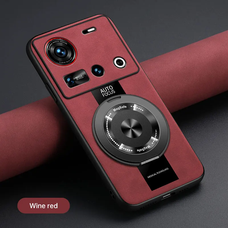 Luxury Magnetic Leather Phone Case with 360-Degree Rotating Stand and Shockproof Bumper