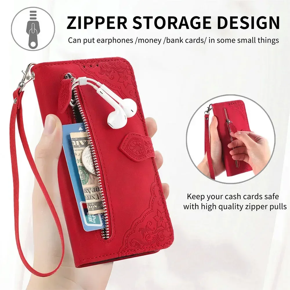 Luxury Zipper Leather Book  with 360° Protection and Flip Cover