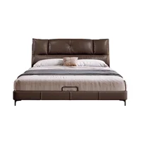 Meubles de chambre à coucher King/Queen Size, lit moderne Simple en cuir souple, lit de mariage léger, lit Double de luxe de styliste 5
