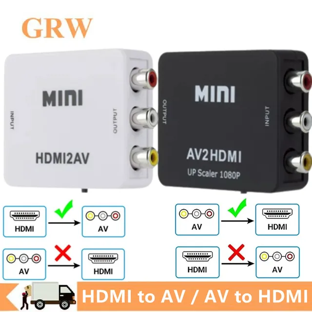 HDMI-compatible to AV RCA CVSB L/R Video Scaler Adapter 1080P Composite Converter AV to HDMI With USB Cable Video Converter Box