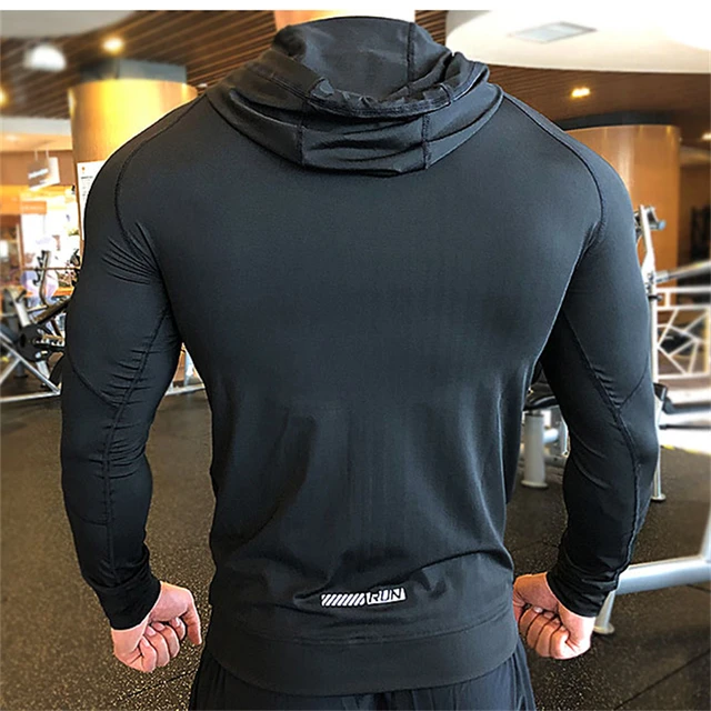 Sudadera con capucha y cremallera de entrenamiento para correr elástica  para hombre deportivo de sec Soledad Traje de respiración para hombre