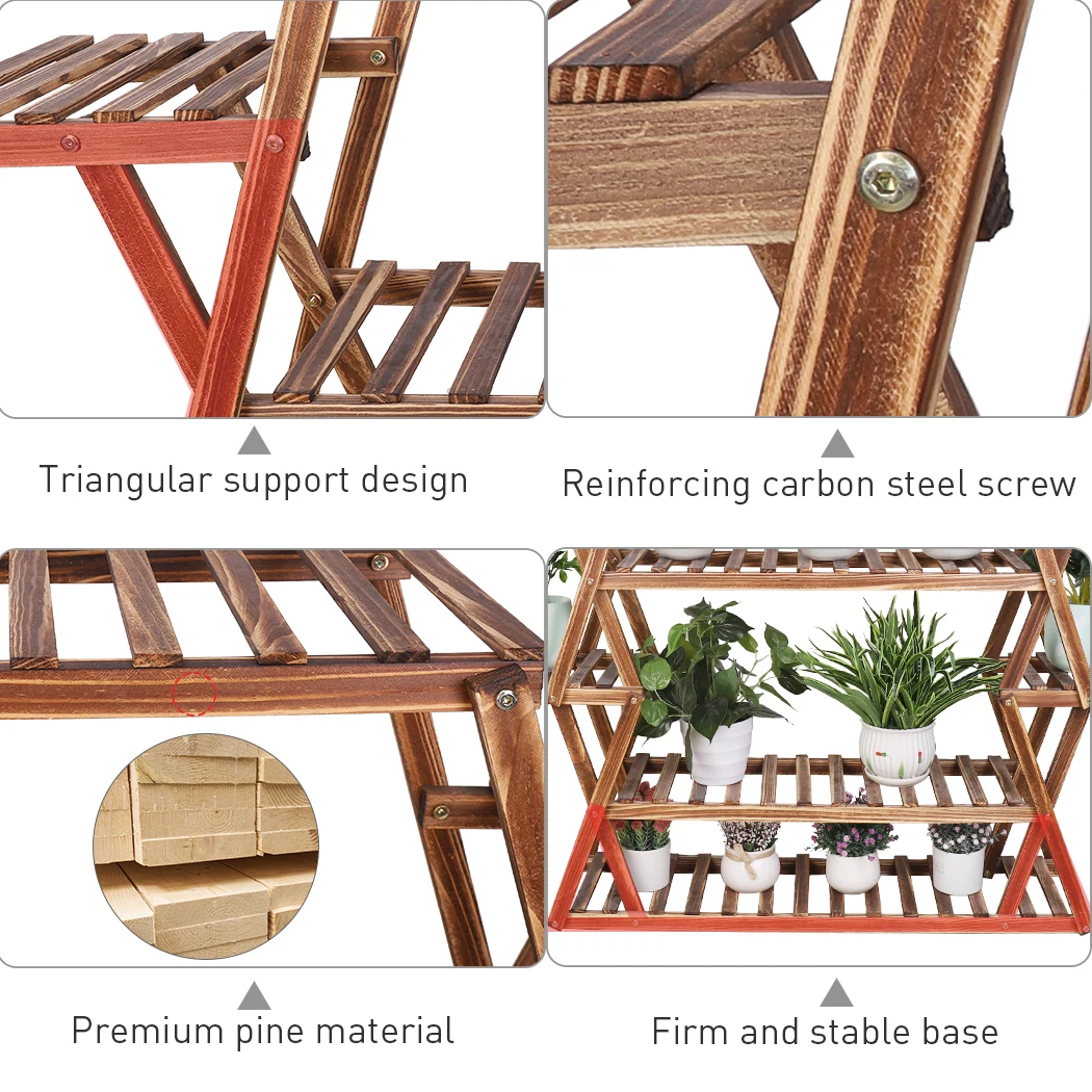 Large Wood Plant Stand Garden Shelves Flower Display Rack for Indoor Outdoor