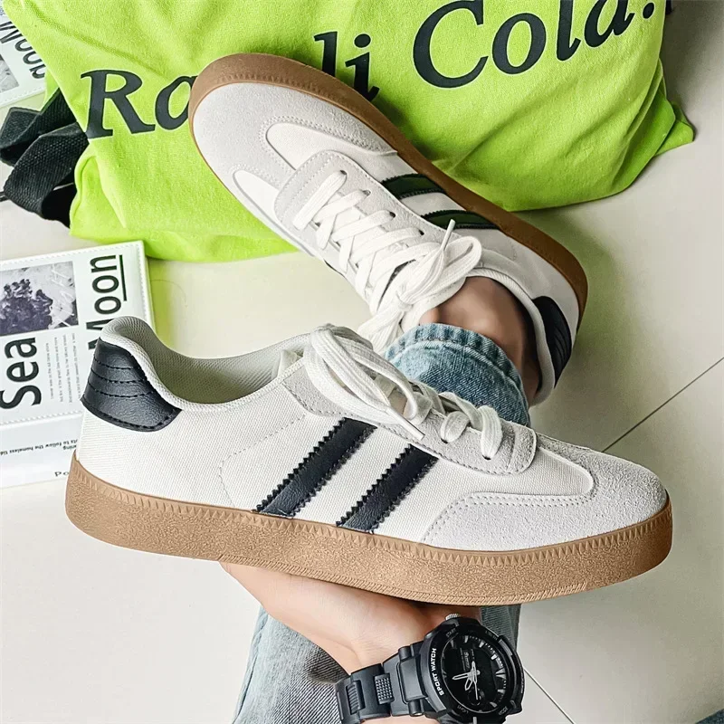 Sneaerk Men's Beige Men's Casual Shoes Stripe Design Skateboard Shoes for Men Comfortable Breathable Low-cut Sneakers Man 5