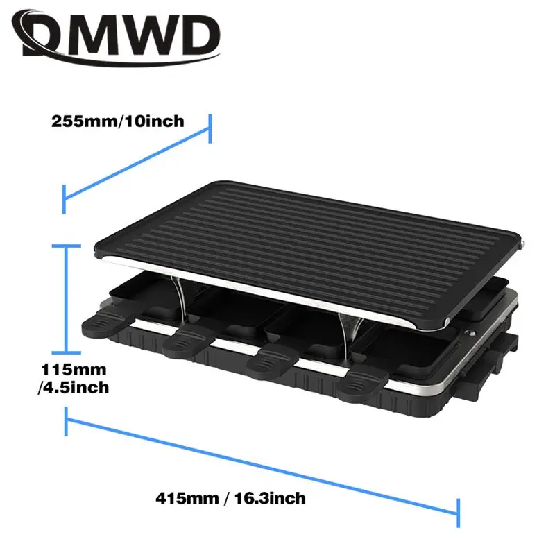 DMWD 2 Layer Hosehold Electric Griddle 220V 110V Hot Plate Non-stick Barbecue Machine For Roasting/Frying 1300W For 4-6 People 3