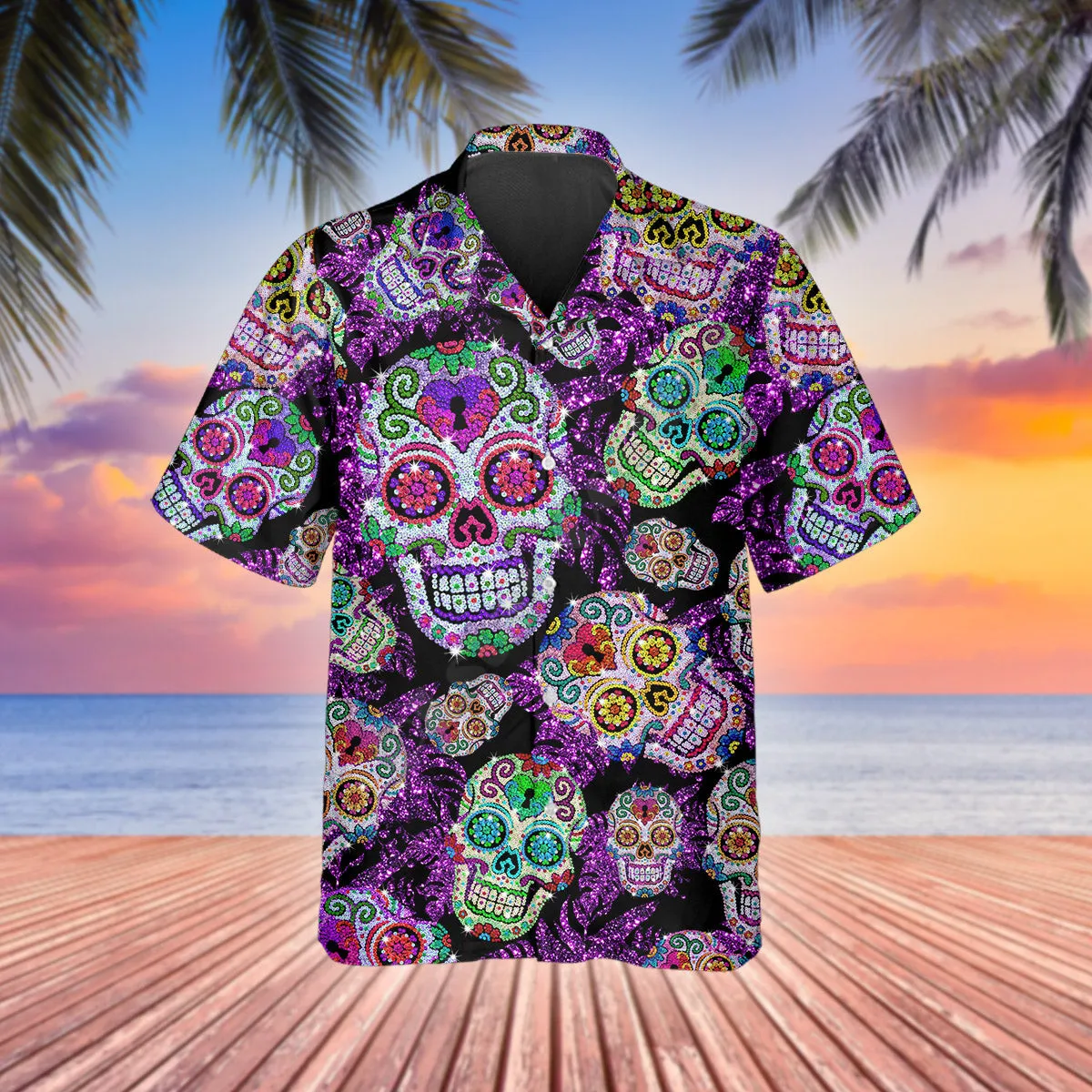3D Printed Purple Jellyfish Skull Hawaiian Shirt Summer Short Sleeved Shirts Men Shirts Oversize Camisa Social 5XL