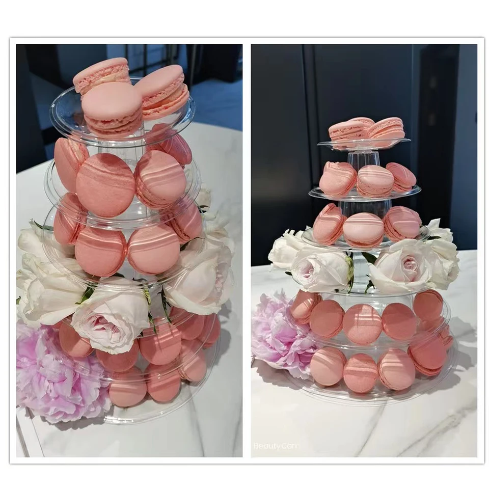 Supporto Per Cupcake A Torre 4 Ripiani - Girevole 360° - Espositore In Legno Per 50 Cupcake - Per Matrimoni E Feste - 3