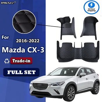 Tappetini per auto per Mazda CX-3 CX3 DK 2016 ~ 2022 Tappetino in pelle di lusso Tappeto protettivo Set di tappeti Parti interne auto Accessori auto