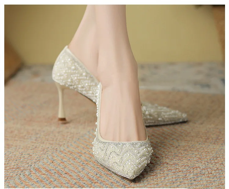 Women's High Heels Stiletto Heels Sequins Rhinestone Decoration Fashion Women's Dress Party Shoes 2026