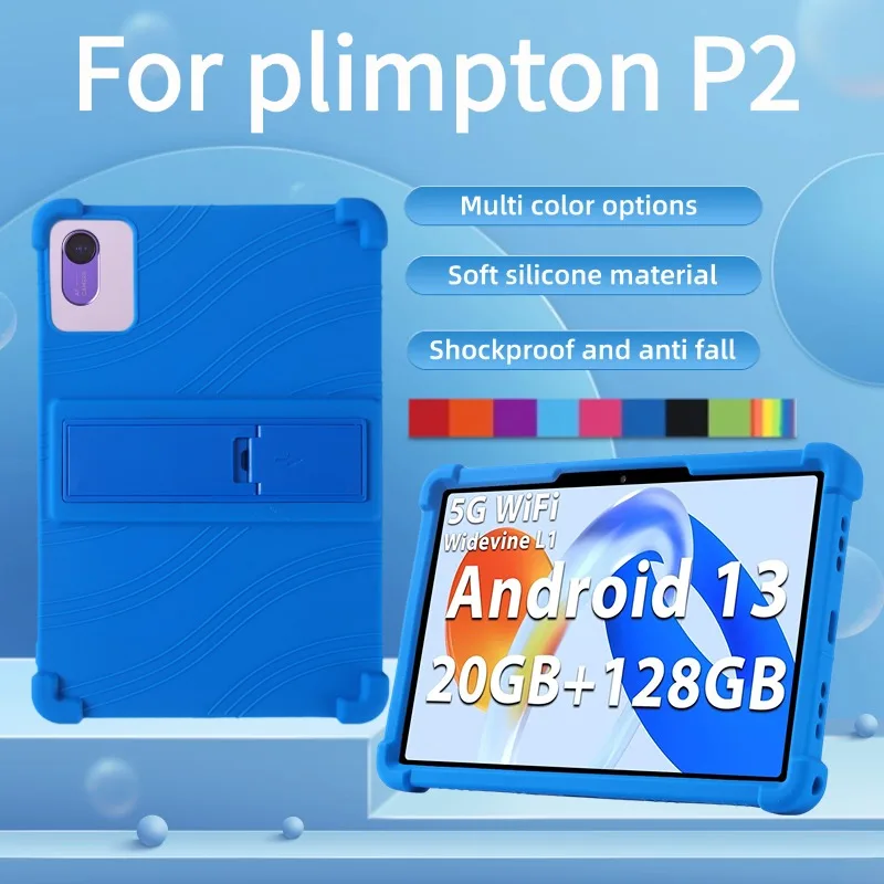 Plimpton PlimPad P2 Tablet Case - Soft Silicone Purple Shockproof Cover With Stand
