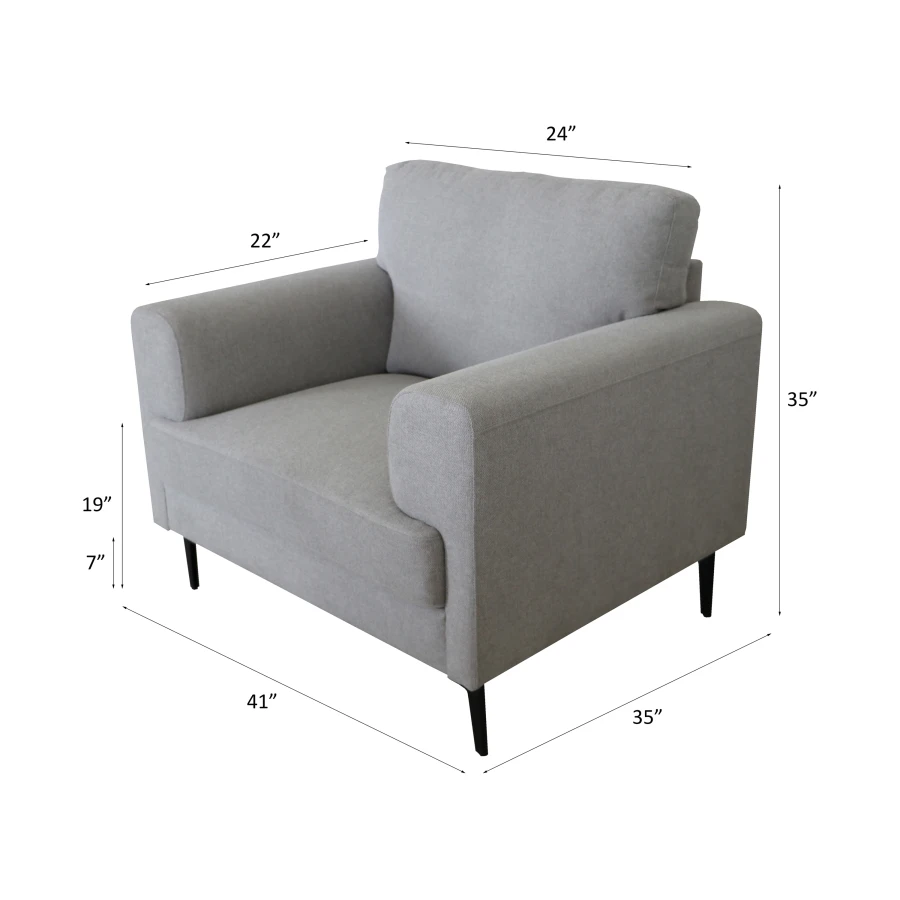 Kyrene Light Gray Linen Chair 3