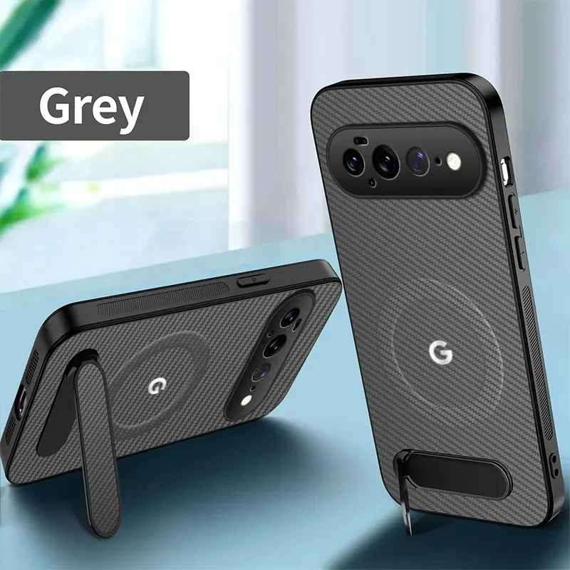 Luxury Carbon Fiber Pattern Case with Foldable Holder and Magnetic Anti-Drop Protection