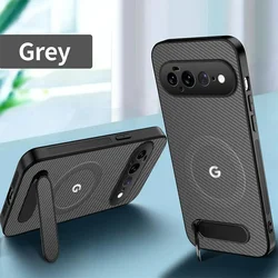 Funda de fibra de carbono de lujo con soporte plegable y protección magnética contra caídas