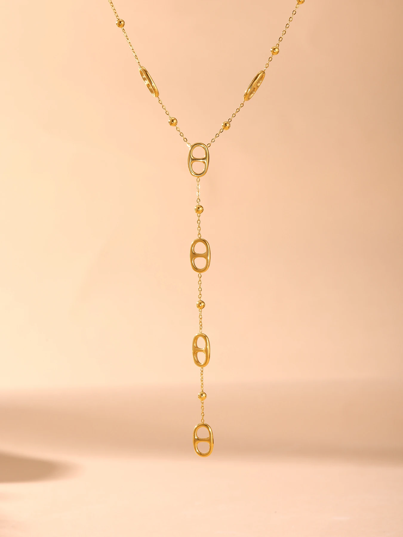 Long Chain Stainless Steel Necklacs For Women PVD Real Gold Plated Metal Female Collar Party Banquet Jewelry