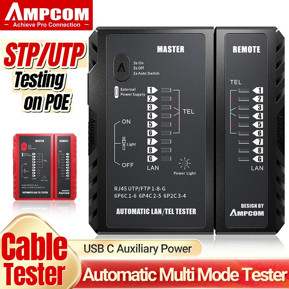 Ampcom Network Cable Tester, Cat5E Cat6 Cat6A Cat7 Rj45...