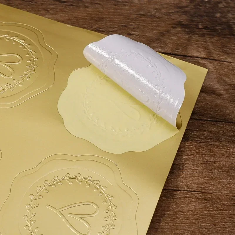 Gold Embossed Heart Sticker Thank You Envelope Sealing Sticker 25/100Pcs Wedding Party Invitation Card Christmas Gift Decoration