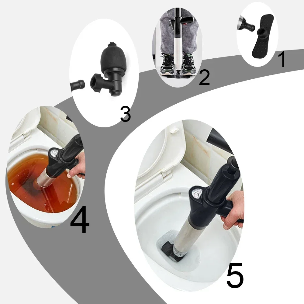 Toilet Plunger High Pressure Drain Plunger Dredge Clog Remover Sewer Pipe Unblocker Air Drain Blaster toilet plunger