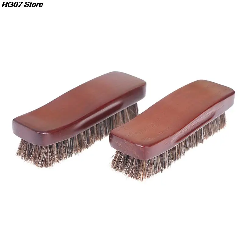 1PC Natural wood Bristle Horse Hair Shoe Boot Brush Care Clean Shine Polish Brush 5
