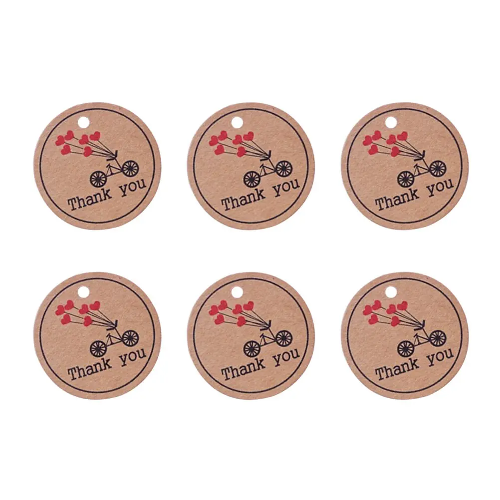 100Pcs 크래프트 종이 교수형 태그 라운드 홀 빈티지 소박한 선물 태그 결혼식 호의 생일 크리스마스 컵케익 토퍼