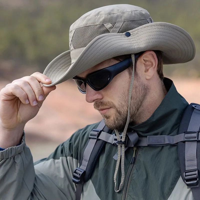Pălărie de soare pliabilă pentru bărbați, cu protecție UV, respirabilă, pentru drumeții, plajă, vară, Safari, vânzare fierbinte, 1 buc_voghion.com