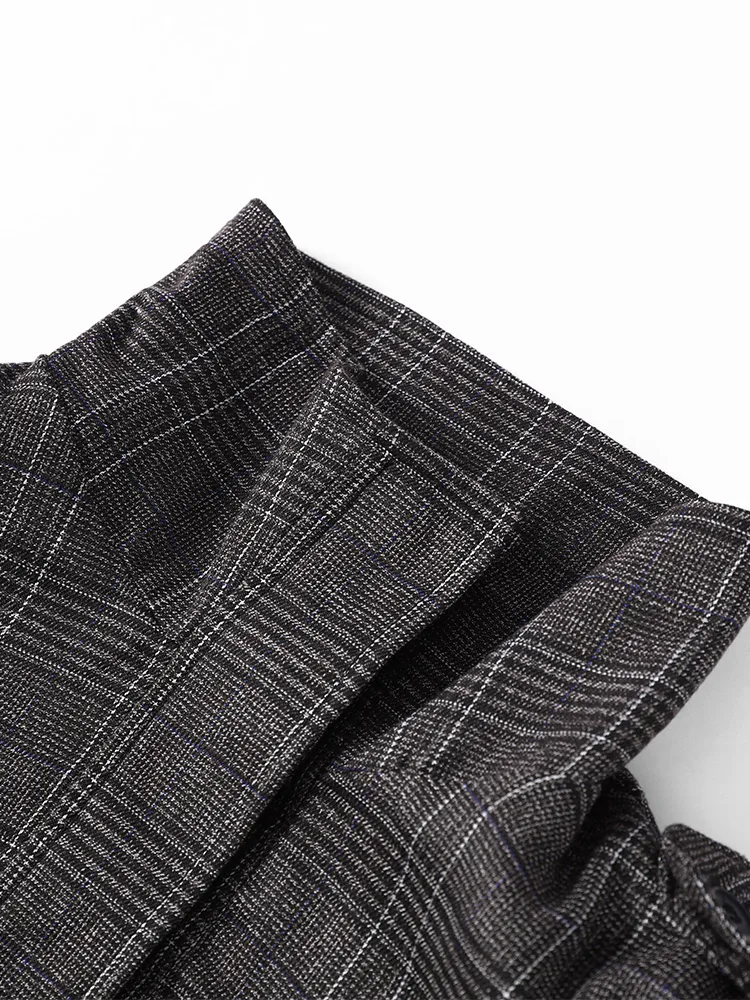 Rüschen Plaid Bomber Jacke Hosen Anzüge Frauen Elegante Revers Langarm Taille Cinching Mäntel Hohe Taille Hose Chic Damen Sets – Detail 10