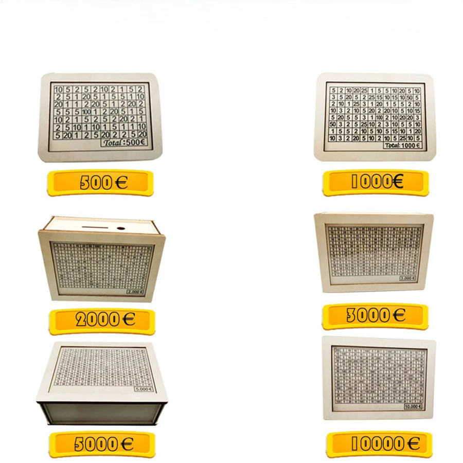 Money Box Piggy Bank Wood Money Bank Reusable Money Box with Saving Goal and Numbers To Check for Helps The Habit of Saving