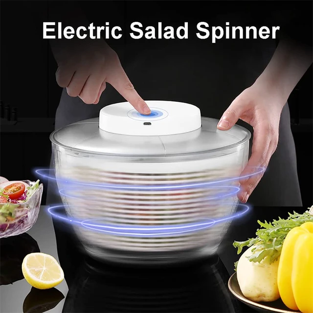 Electric Salad Spinner, 4L Wireless USB Salad Spinner Dehydrator for Fruit  Vegetables, Large Capacity Salad Vegetable Dryer, Quick Drainage Electric