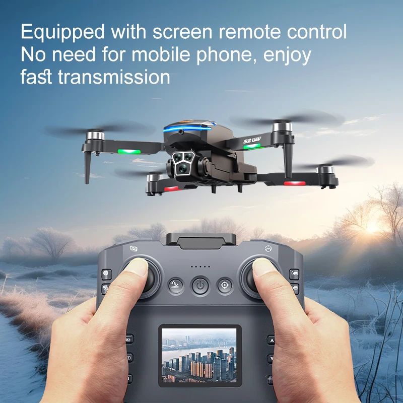 Drone S2 PRO 8K HD replié dans une main, prêt à être transporté