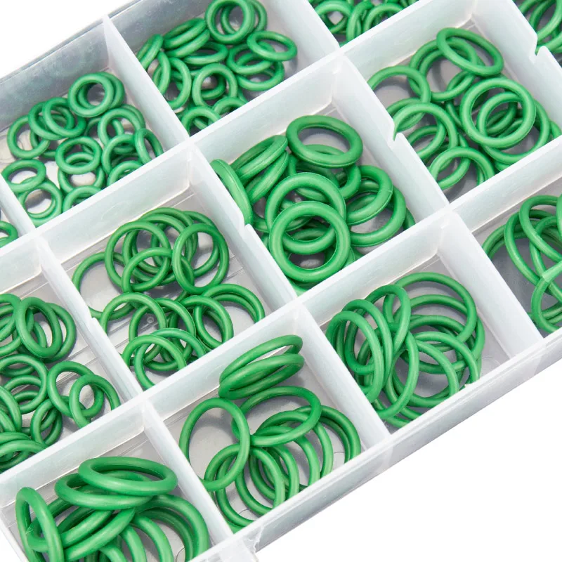 Rubber O Ring Set O-ring Assortment Seal Kit for Automotive A/C AC Conditioner Pipe Hydraulics Air Gas HVAC R134a R12 Green