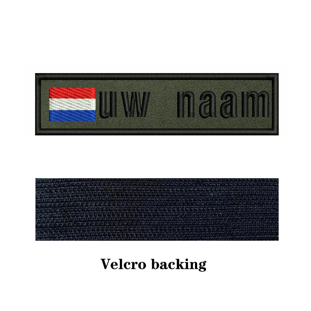 Army Green Background National Flags 10X2.5cm Embroidery Custom Name Text Patch Stripes Badge Iron On Or Velcros Patches 