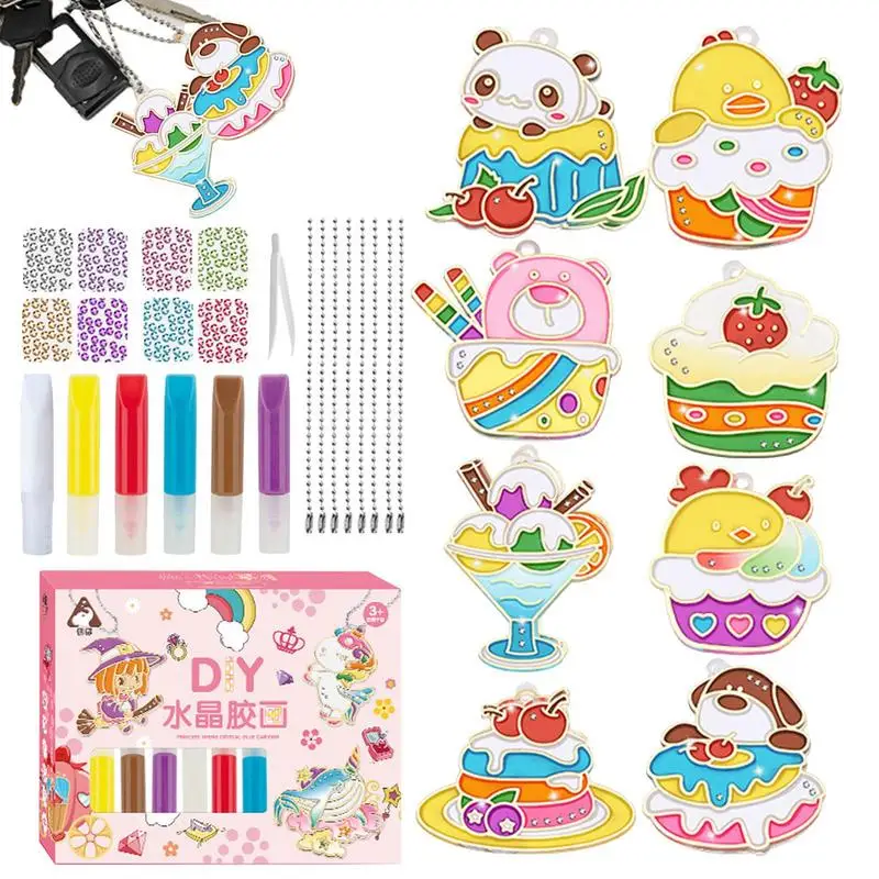 

Crystal Pendant Paint Set 3D Crystal Painting Kits For Adults Baking-Free Glue Painting Graffiti Crafts Create Ornaments