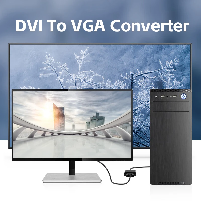 풀 HD 1080P DVI-VGA 어댑터 DVI-D 남성-VGA 여성 어댑터 24+1 PC 컴퓨터 모니터용 25Pin-15Pin 케이블 변환기